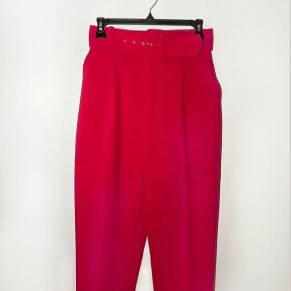 ZARA HIGH WAIST PANTS BLOGGERS FAVORITE TROUSERS IN RED OR BLUE XS - Picture 1 of 4